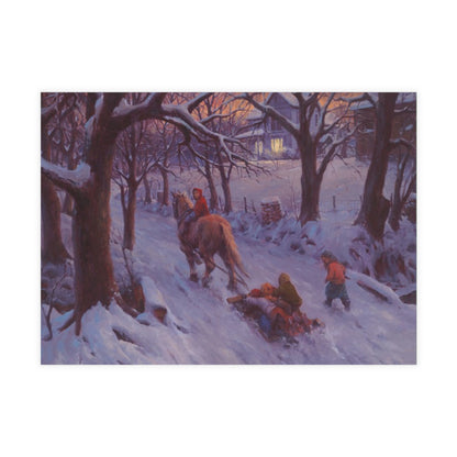 Note Cards: Winter's Snow Ride | Elegant Winter themed - Envelopes Included