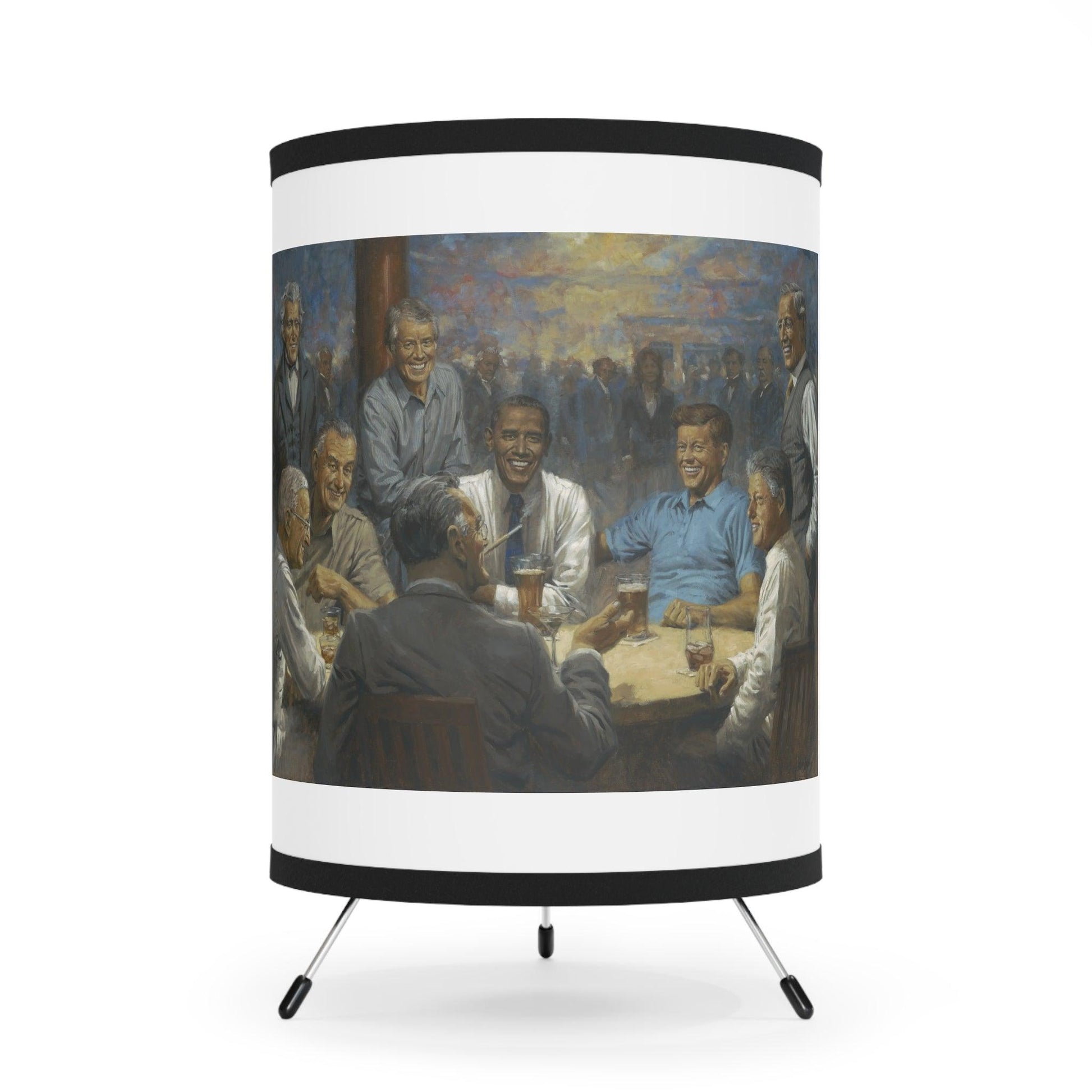 The Dem. Club - US Presidents featuring President Obama on Table Tripod Lamp with Artistic Shade - Andy Thomas Designs