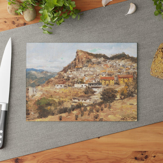 San Nicola dell'Alto - Glass Cutting Board | Rustic Kitchen Decor | Italian Landscapes - Andy Thomas Designs