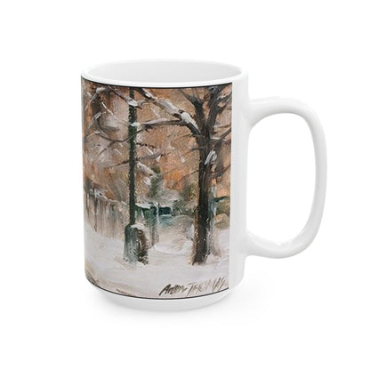 Boy in Snow | Seasonal | Winter | Sledding | Snow | Ceramic Mug — Coffee Cup (11oz/15oz)