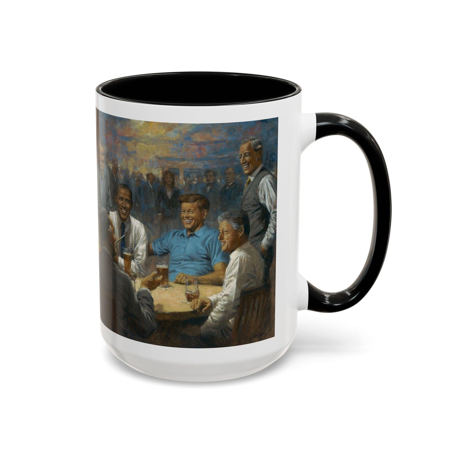 The Dem. Club Coffee Mug - 11oz & 15oz - Past Presidents Social Club with Obama Artwork - Andy Thomas Designs