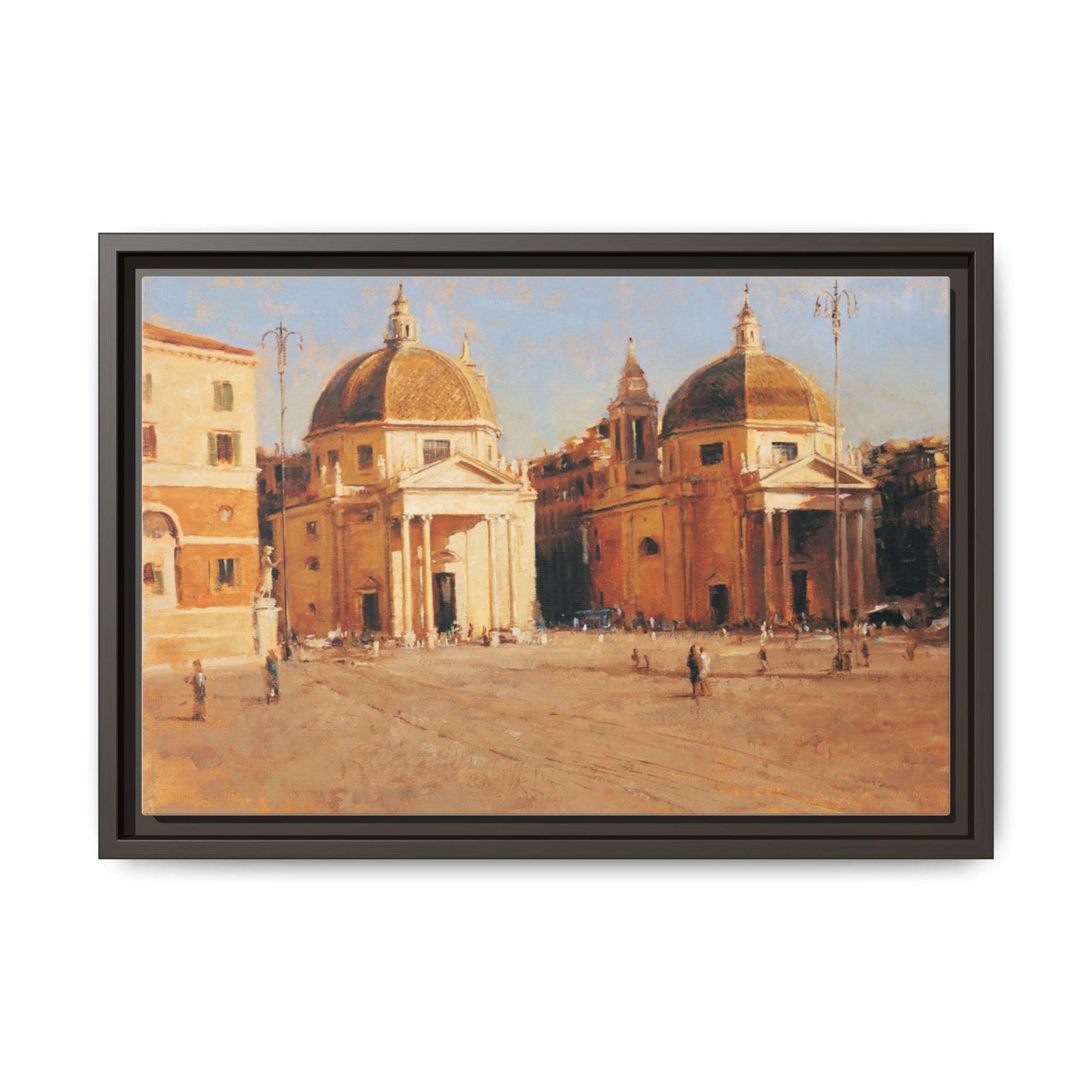 Piazza del Popolo - Framed Matte Canvas Art - Colorful Italian Landscape - Andy Thomas Designs