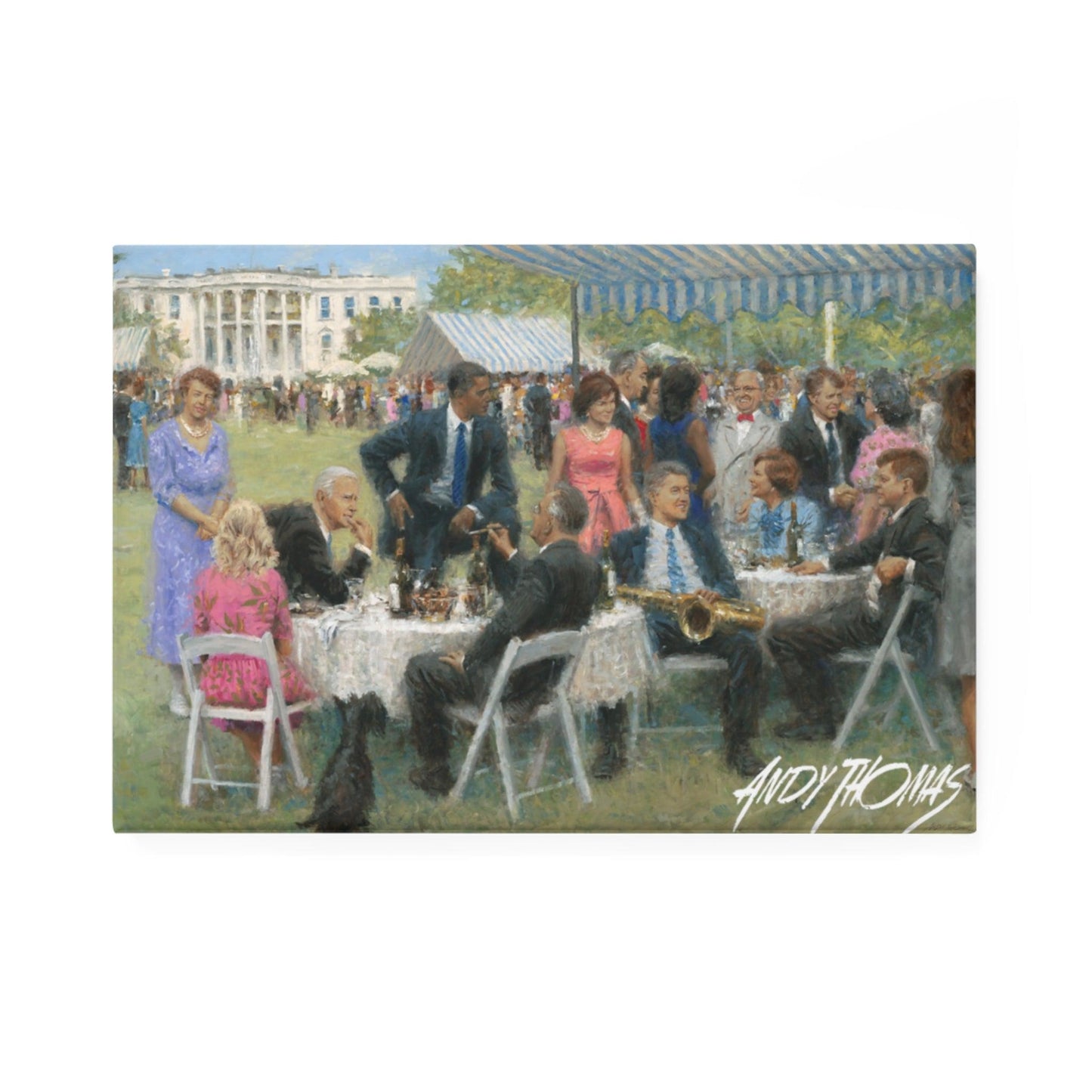 The Dem. Party Button Magnet - Political Collectible - US Presidents Social Gathering at Whitehouse with Biden - Andy Thomas Designs