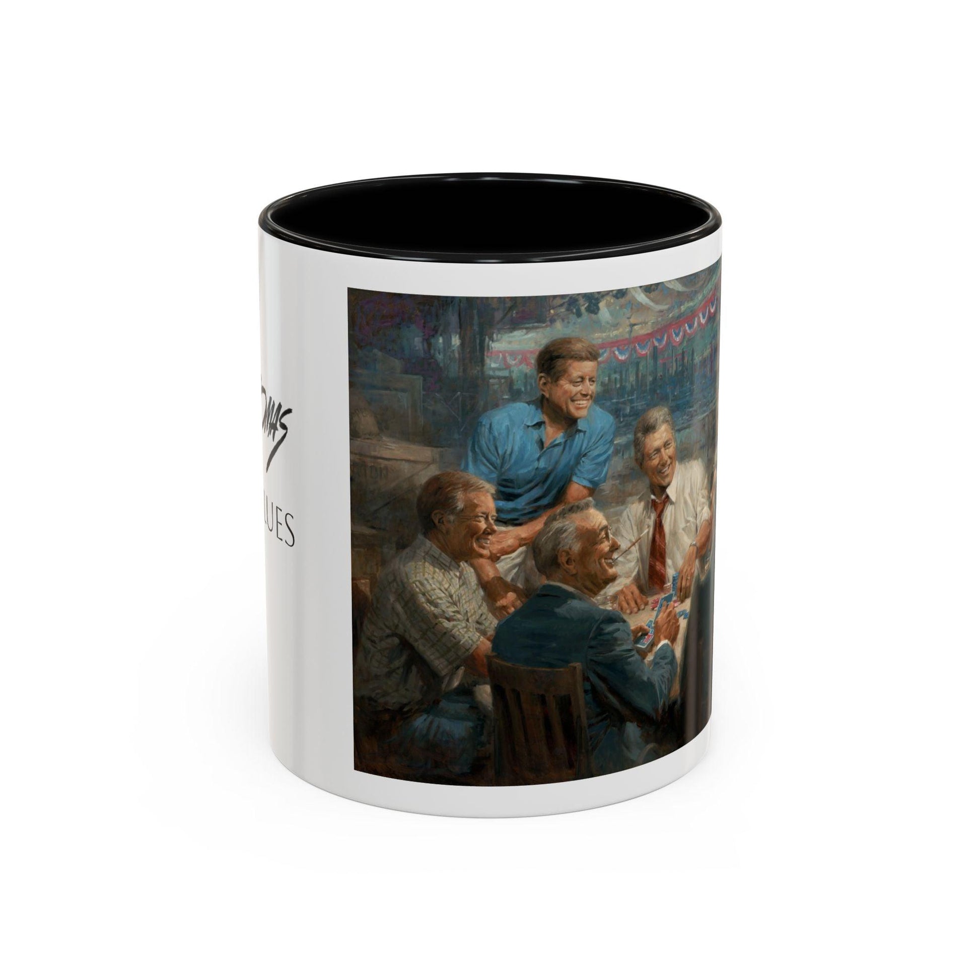 True Blues Accented Coffee Mug 11oz & 15oz - US Dem. Presidents Playing Poker - Andy Thomas Designs