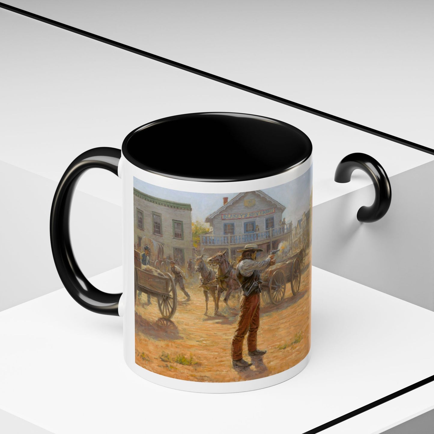Wild Bill Hickok vs Dave Tutt | Rustic Western Accent Coffee Mug - Vintage Scene, Ideal Gift for Coffee Lovers
