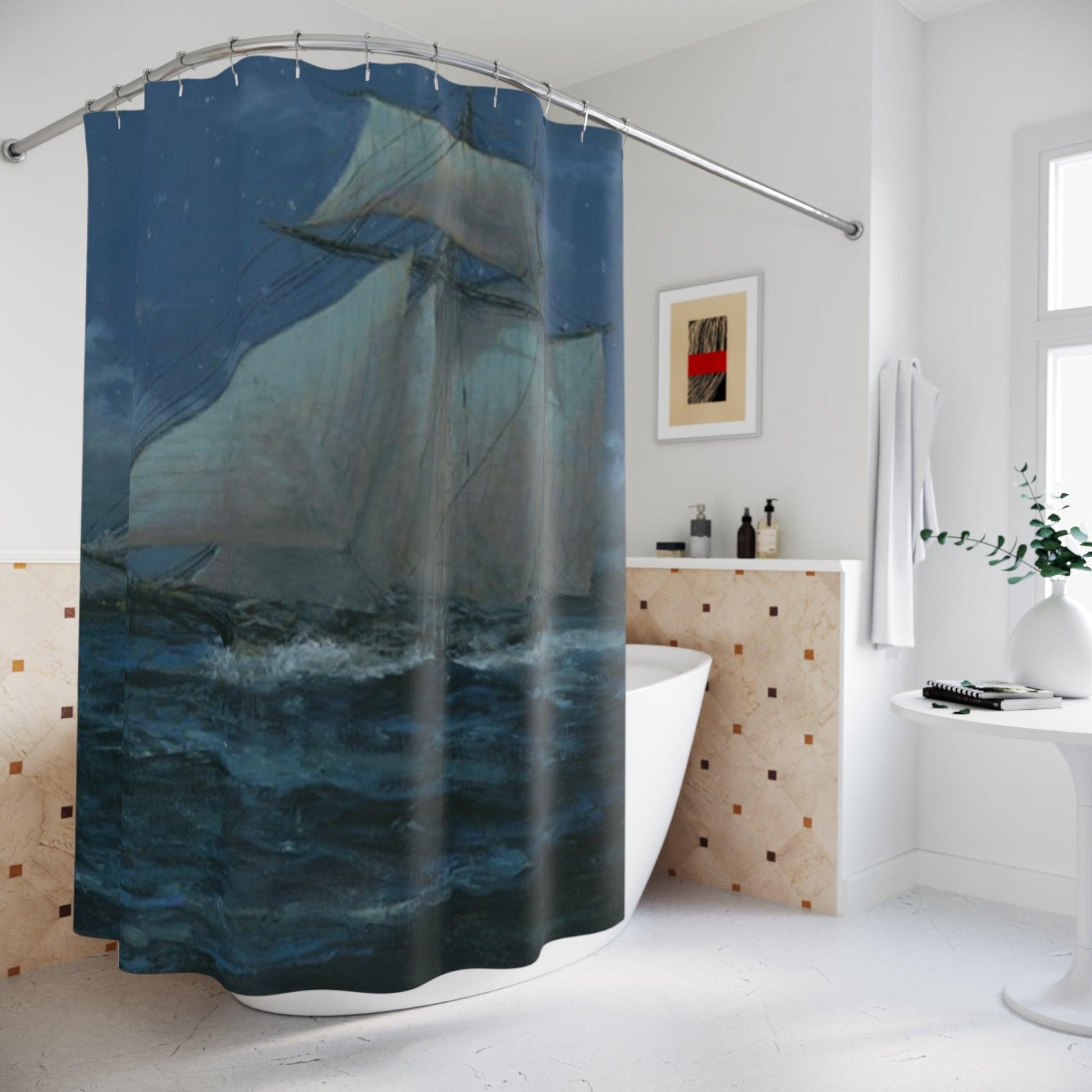 Blockade Runner | Nautical themed Shower Curtain - Vintage Sailing Ship Design for Bathroom Decor - Andy Thomas Designs