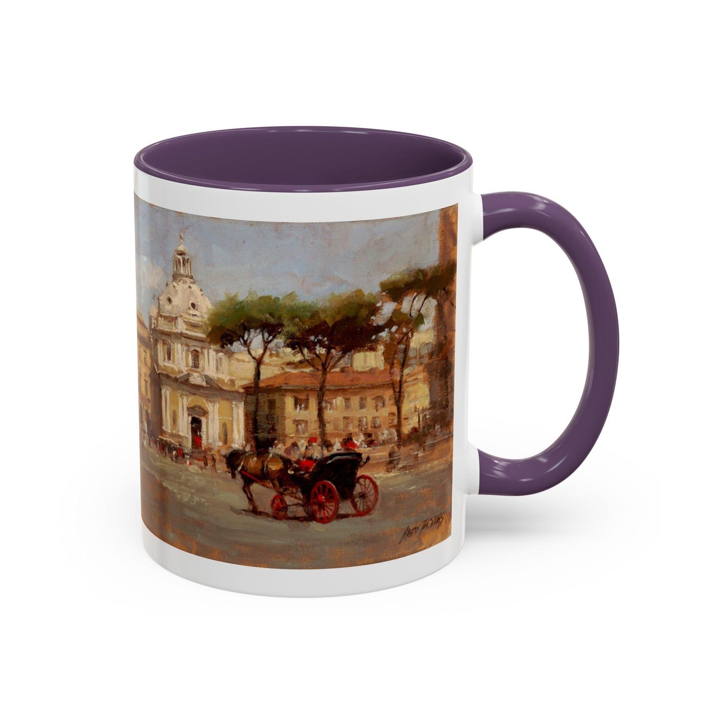 Buggy Ride at Piazza del Popolo - Elegant Accented Coffee Mug - 11oz & 15oz - Italian Landscapes - Andy Thomas Designs