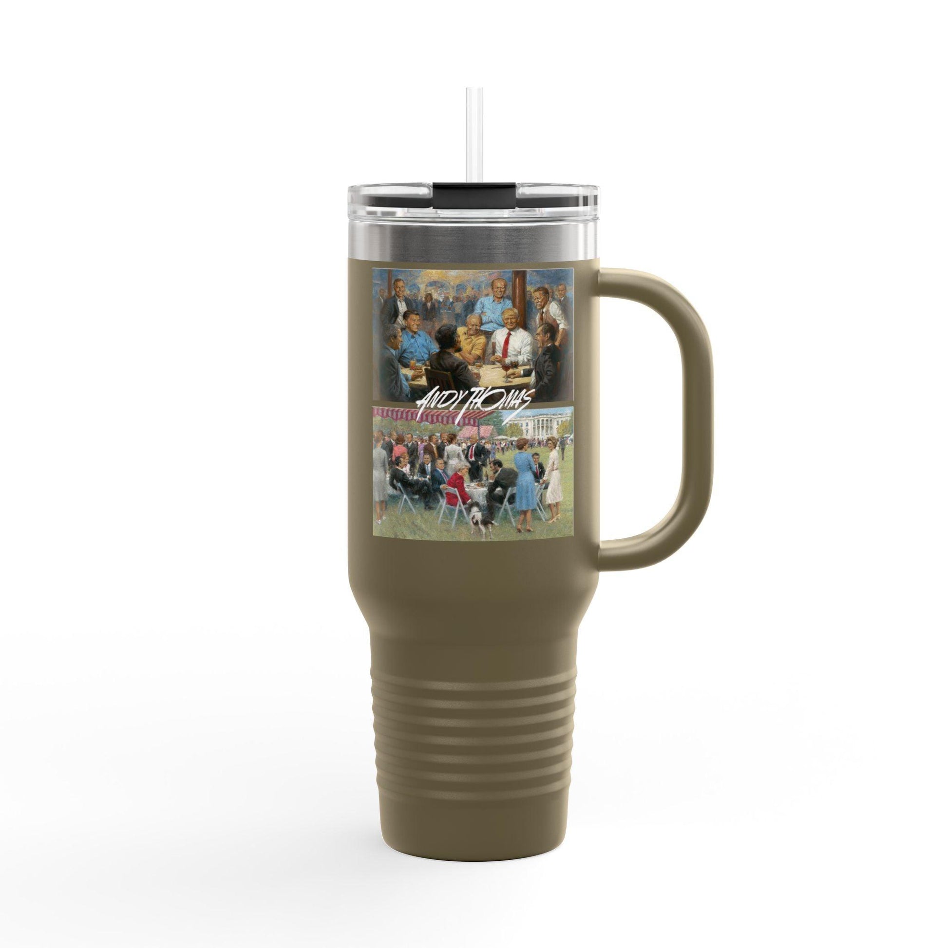 The Rep. Club & The Rep. Party on Insulated Travel Mug - 40oz | US Presidents Duo Art - Andy Thomas Designs