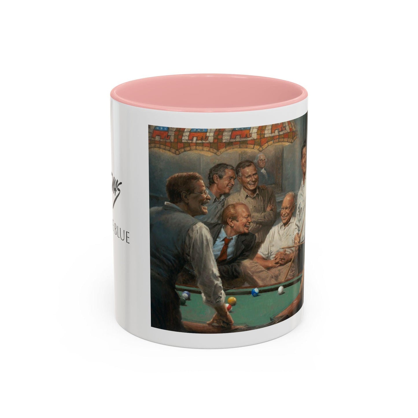 Callin' the Blue - Elegant Accent Coffee Mug 11oz & 15oz - US Presidents Playing Pool - Andy Thomas Designs