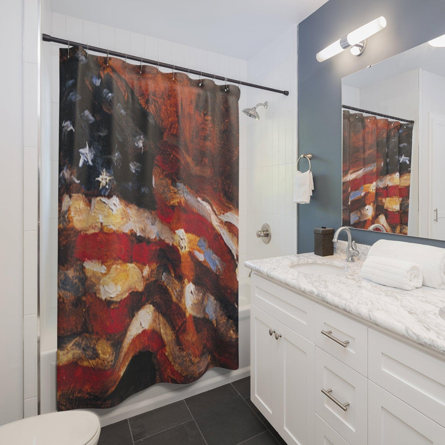 Old Glory Shower Curtain - USA Flag Design for Bathroom Decor - Andy Thomas Designs