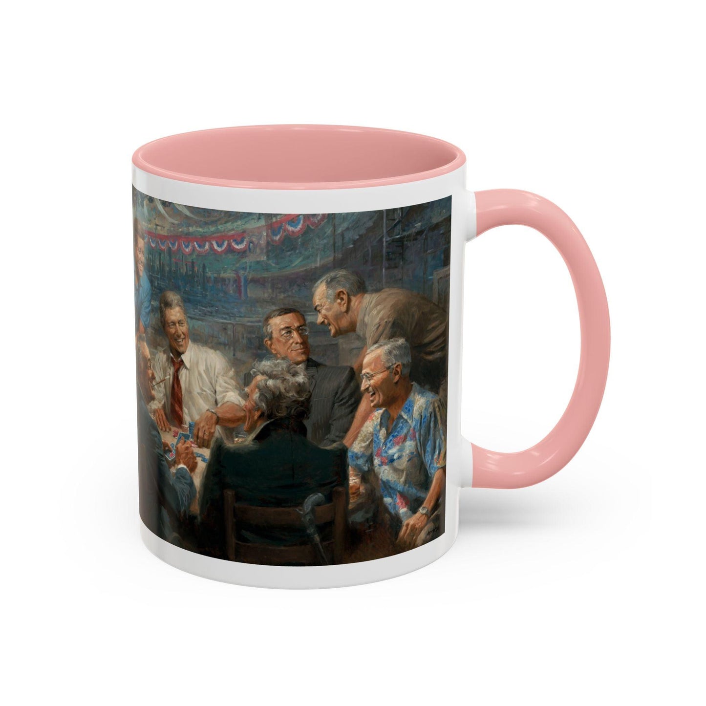 True Blues Accented Coffee Mug 11oz & 15oz - US Dem. Presidents Playing Poker - Andy Thomas Designs