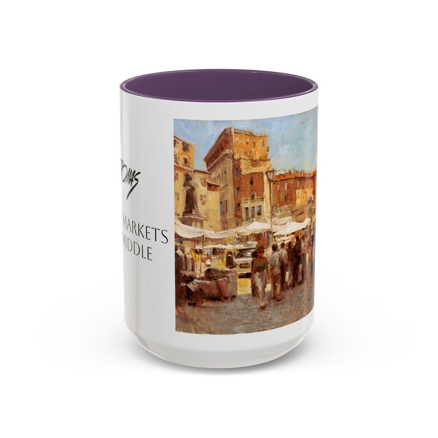 Tuscany Markets in the Middle - Elegant Accented Coffee Mug - 11oz & 15oz - Italian Landscapes - Andy Thomas Designs