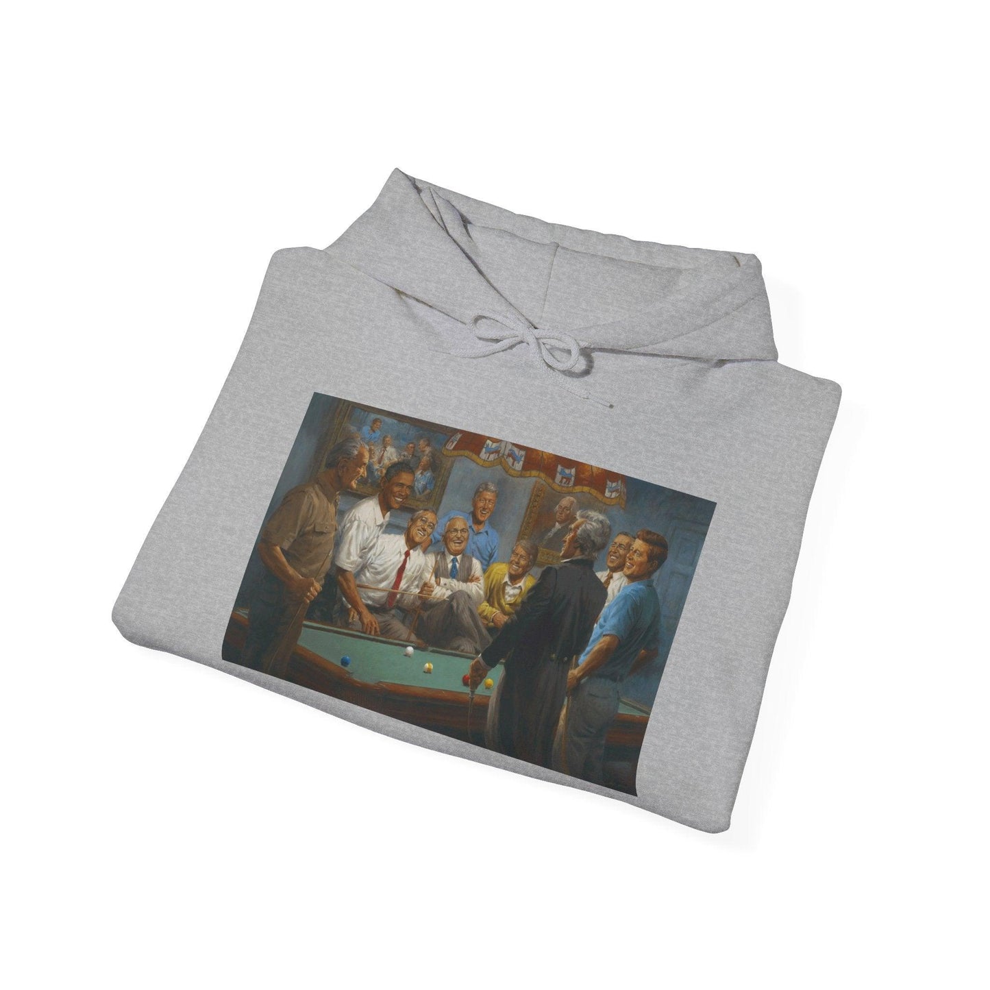 Callin' the Red - Unisex Hooded Sweatshirt - Democratic Presidents Playing Pool - Andy Thomas Designs