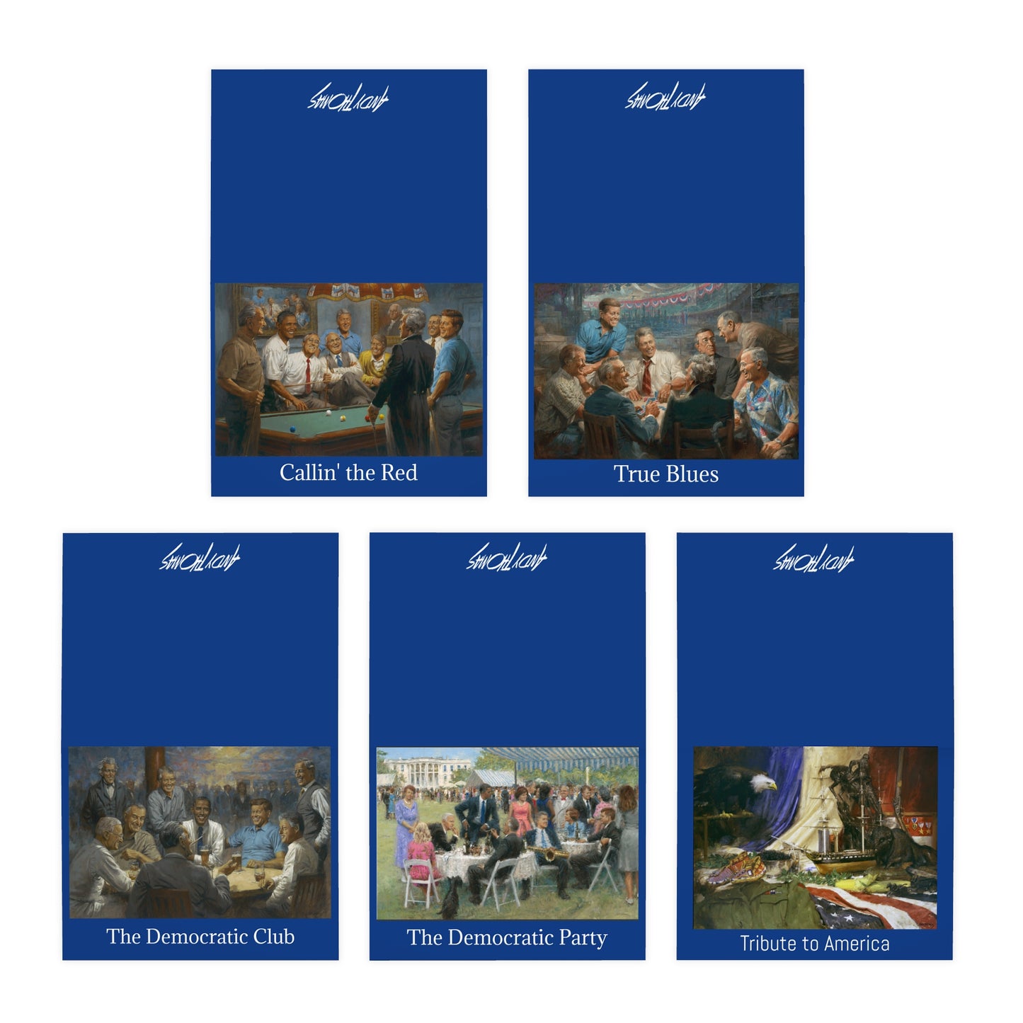 Greeting Cards Set: 5pc Democratic Presidents Multi-Design - Artistic Tribute to American Heritage