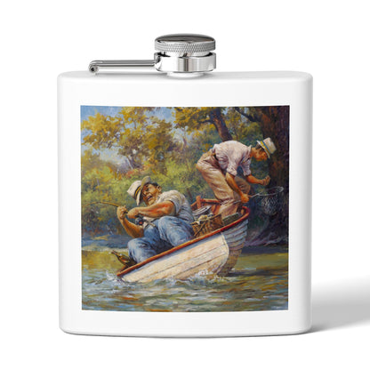It's a Big One - Fishing Scene Stainless Steel Flask - Perfect for Outdoorsy Gifting