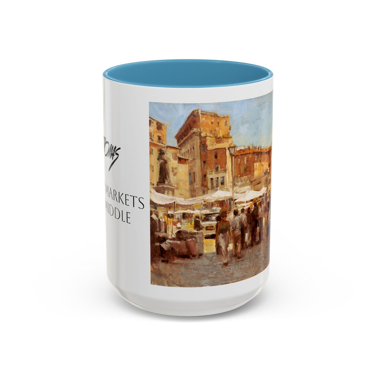 Tuscany Markets in the Middle - Elegant Accented Coffee Mug - 11oz & 15oz - Italian Landscapes - Andy Thomas Designs