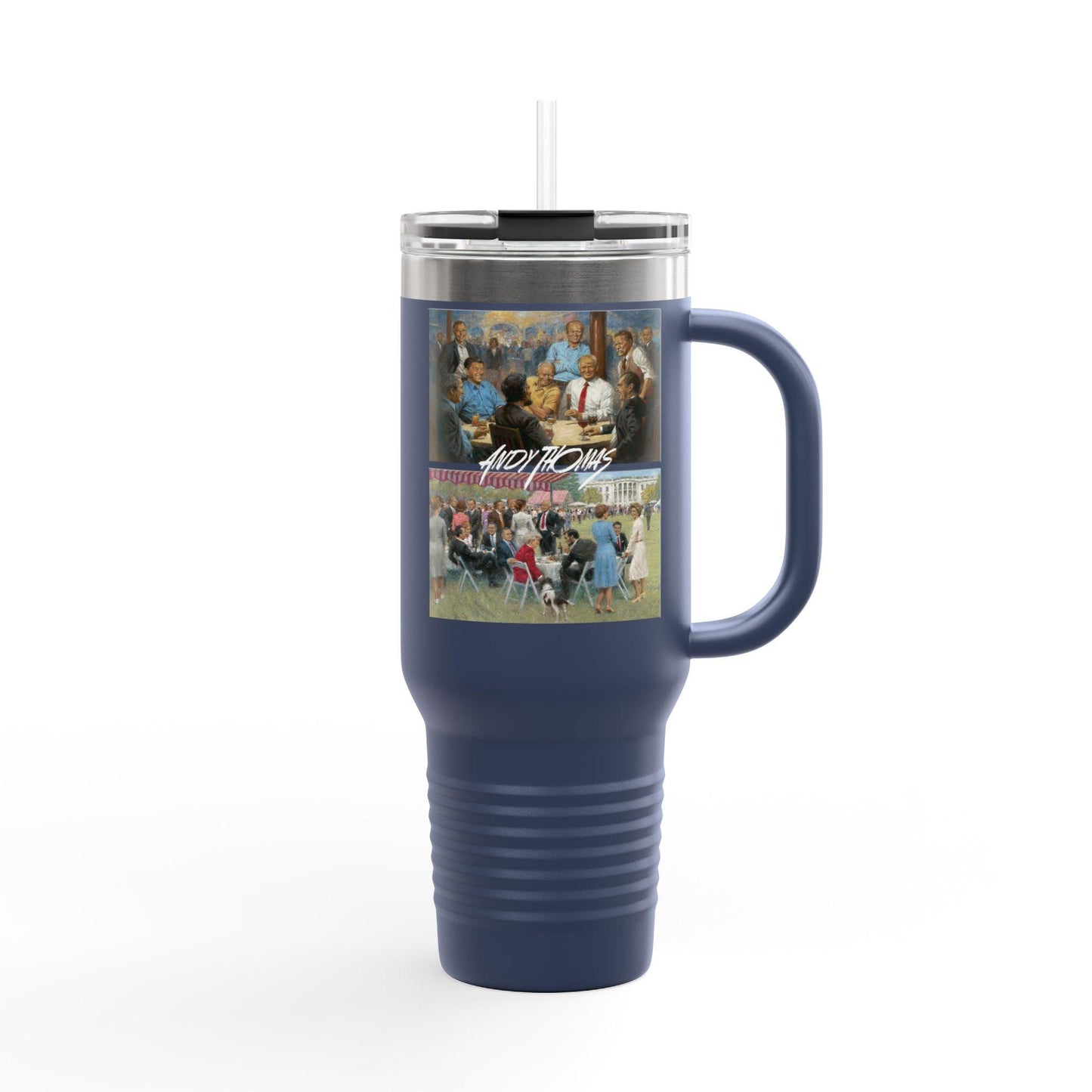 The Rep. Club & The Rep. Party on Insulated Travel Mug - 40oz | US Presidents Duo Art - Andy Thomas Designs