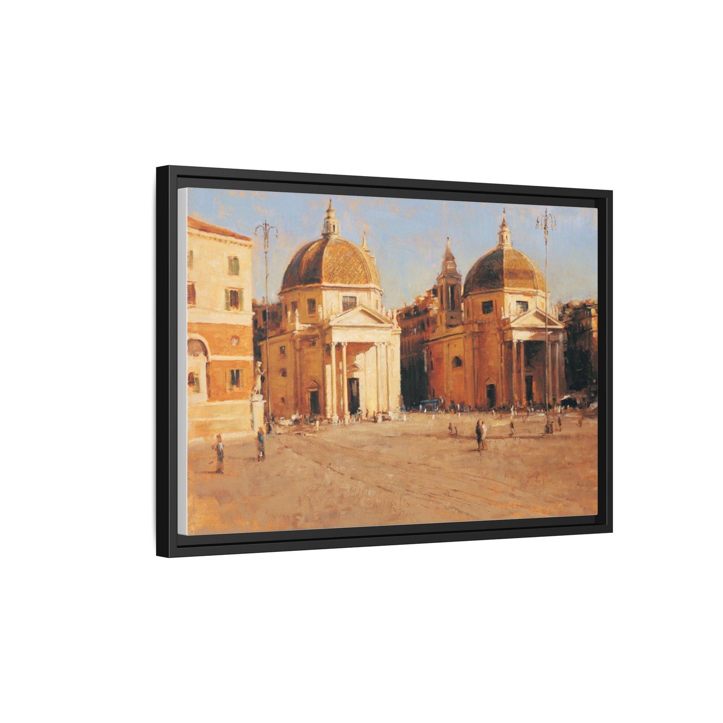 Piazza del Popolo - Framed Matte Canvas Art - Colorful Italian Landscape - Andy Thomas Designs