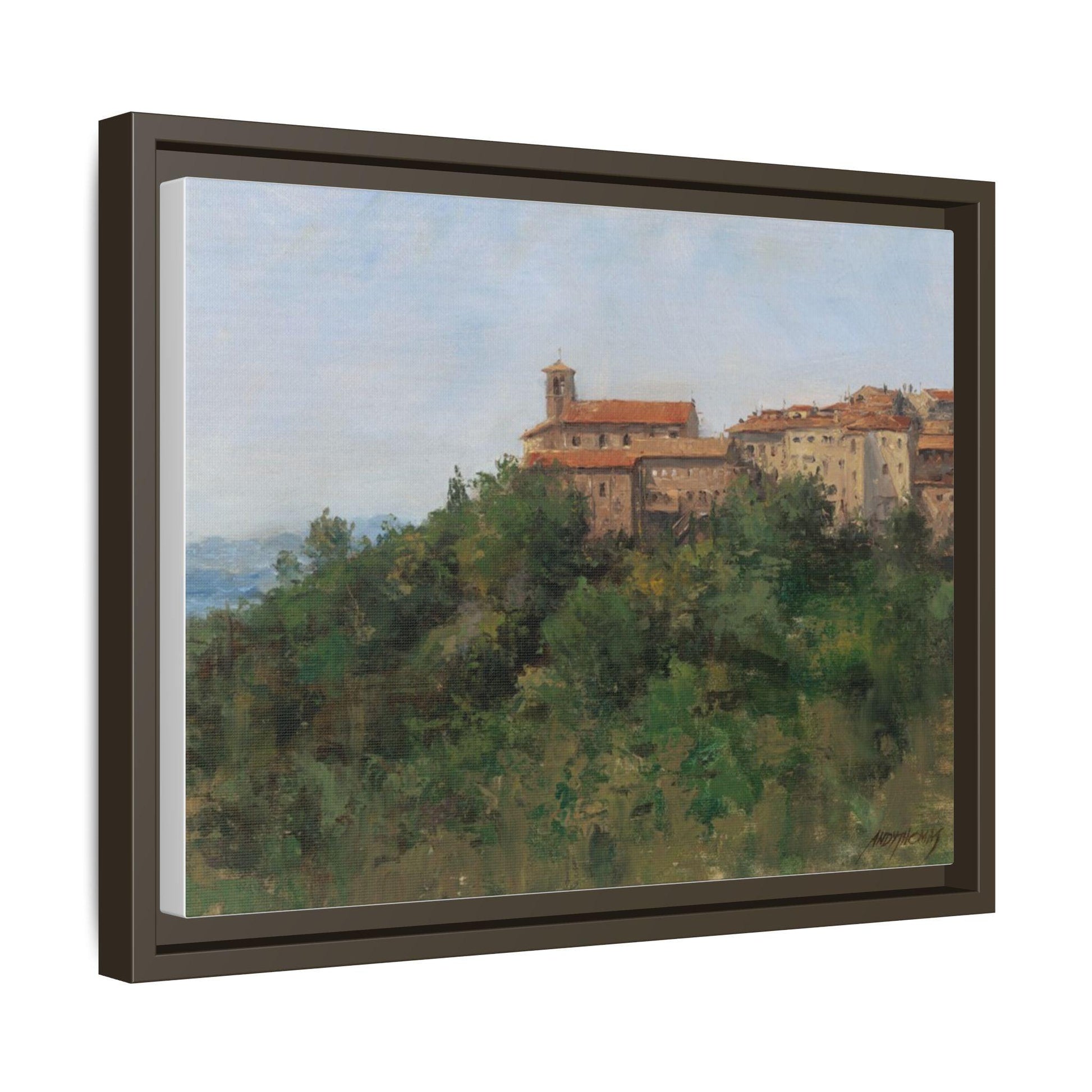 Hilltown Scansano - Framed Matte Canvas Art - Colorful Italian Landscape - Andy Thomas Designs