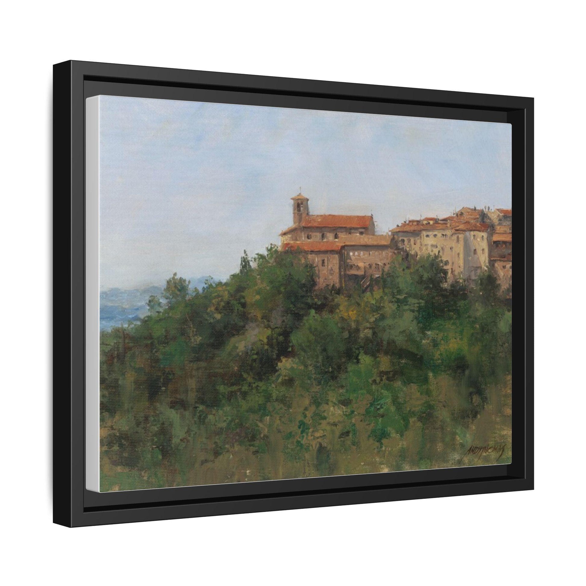 Hilltown Scansano - Framed Matte Canvas Art - Colorful Italian Landscape - Andy Thomas Designs