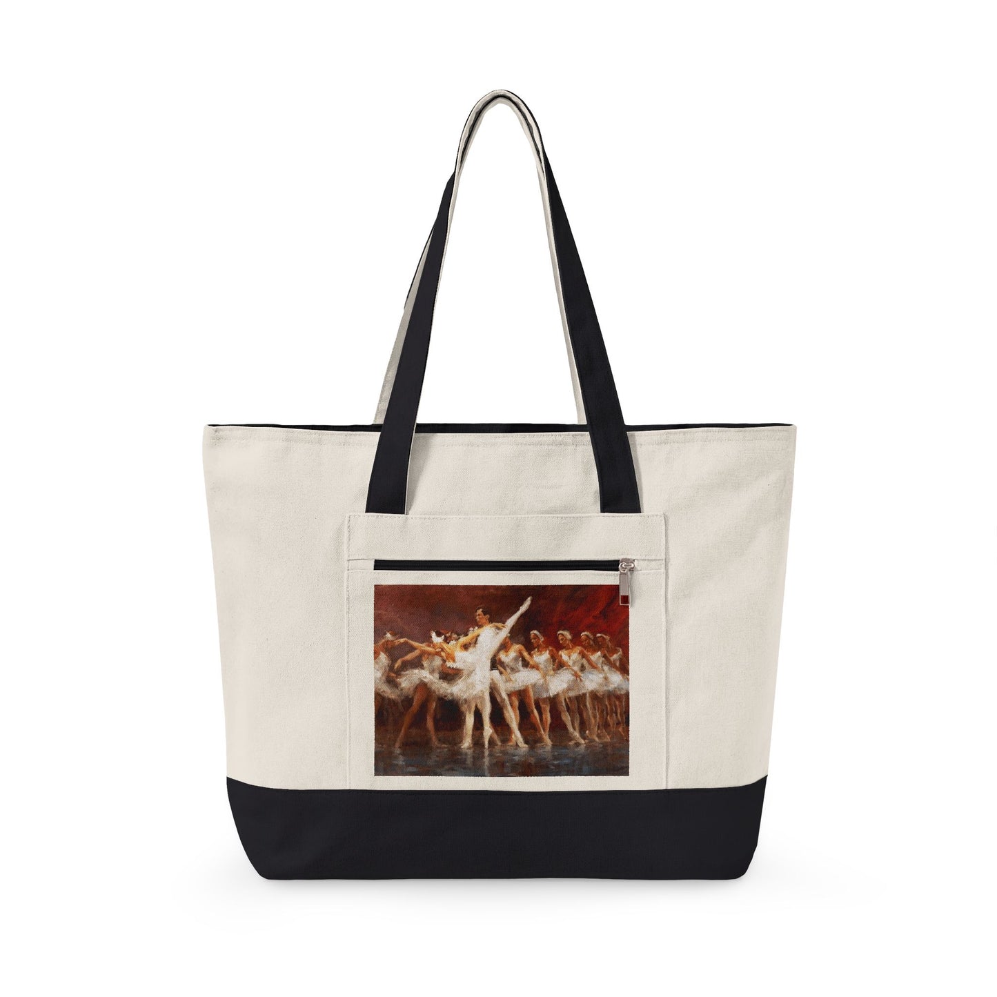 Russian Ballet - Canvas Tote Bag with Ballet Dancers Print — Zippered Beach & Dance Studio Tote