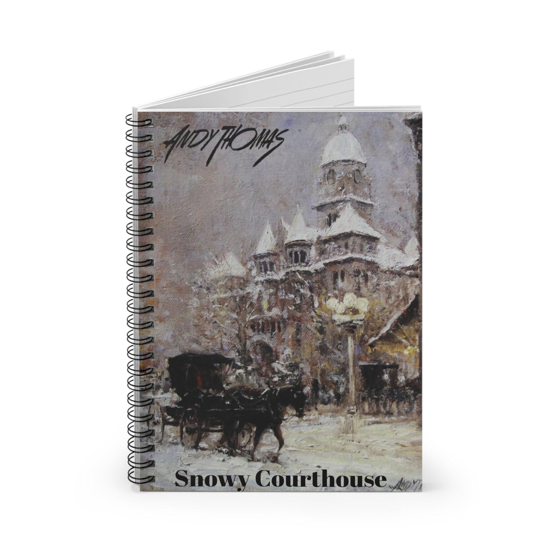 Snowy Courthouse - Spiral Notebook - Ruled Line - Andy Thomas Designs