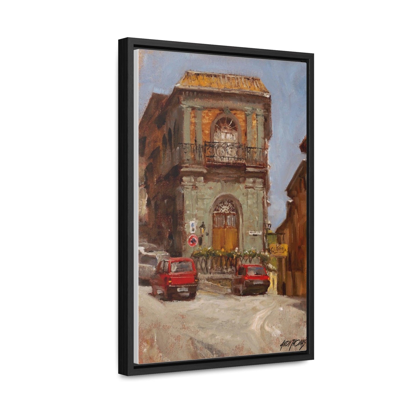 Italian Cars - Charming Vertical Canvas Wrap - Artful Italian Street Home Decor - Andy Thomas Designs