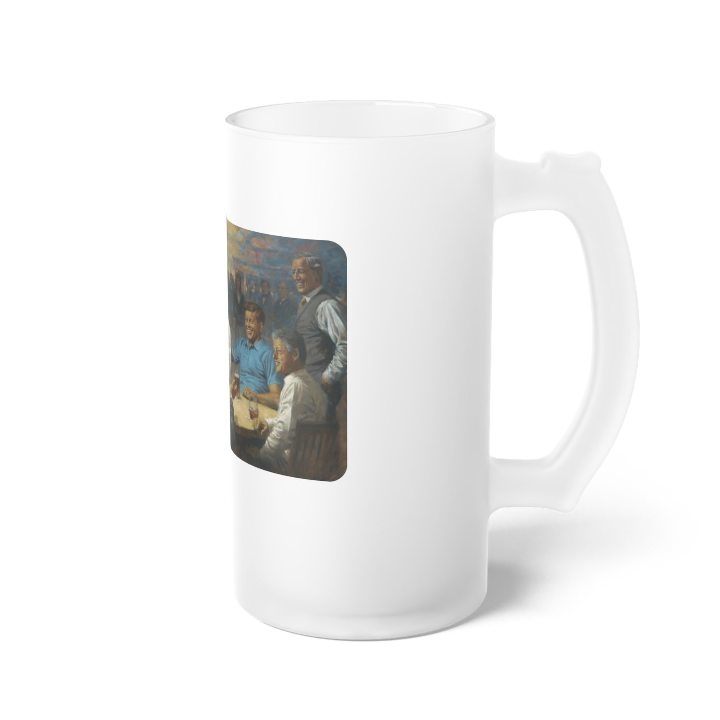 The Democratic Club - Frosted Glass Beer Mug with Vintage Social Gathering Artwork - Perfect Gift for Beer Lovers