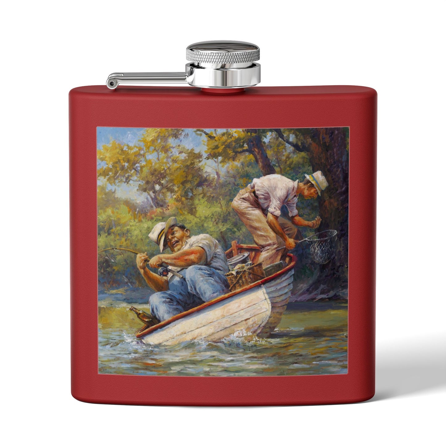 It's a Big One - Fishing Scene Stainless Steel Flask - Perfect for Outdoorsy Gifting