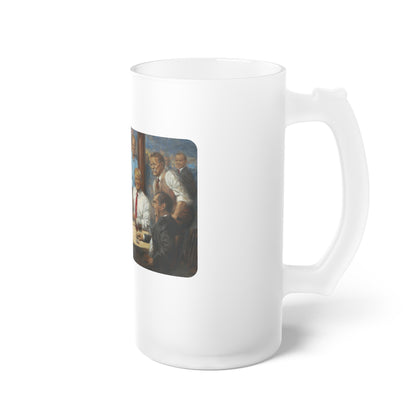 The Republican Club Frosted Glass Beer Mug with Artistic Presidents Design - Perfect for Gatherings and Celebrations