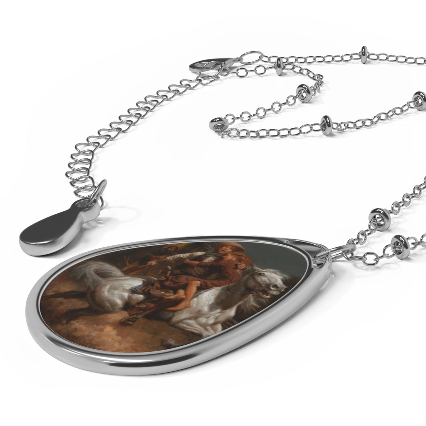 Johnny Saves the Girl - Elegant Oval Necklace for Romantics - Perfect Gift for Horse Lovers - Andy Thomas Designs