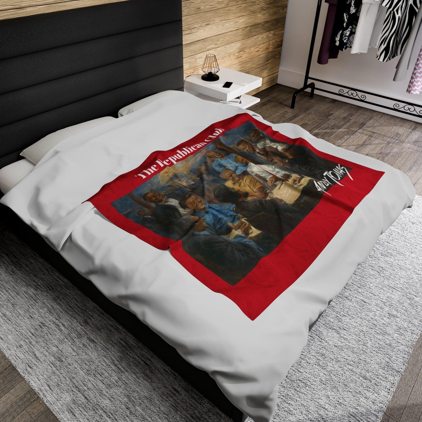 The Repub. Club Full View - Velveteen Plush Blanket with Trump - Andy Thomas Designs