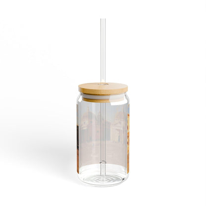 Piazza del Popolo | Italian Landscape - Artistic 16oz Sipper Glass with Straw - Explore Iconic Architecture - Andy Thomas Designs