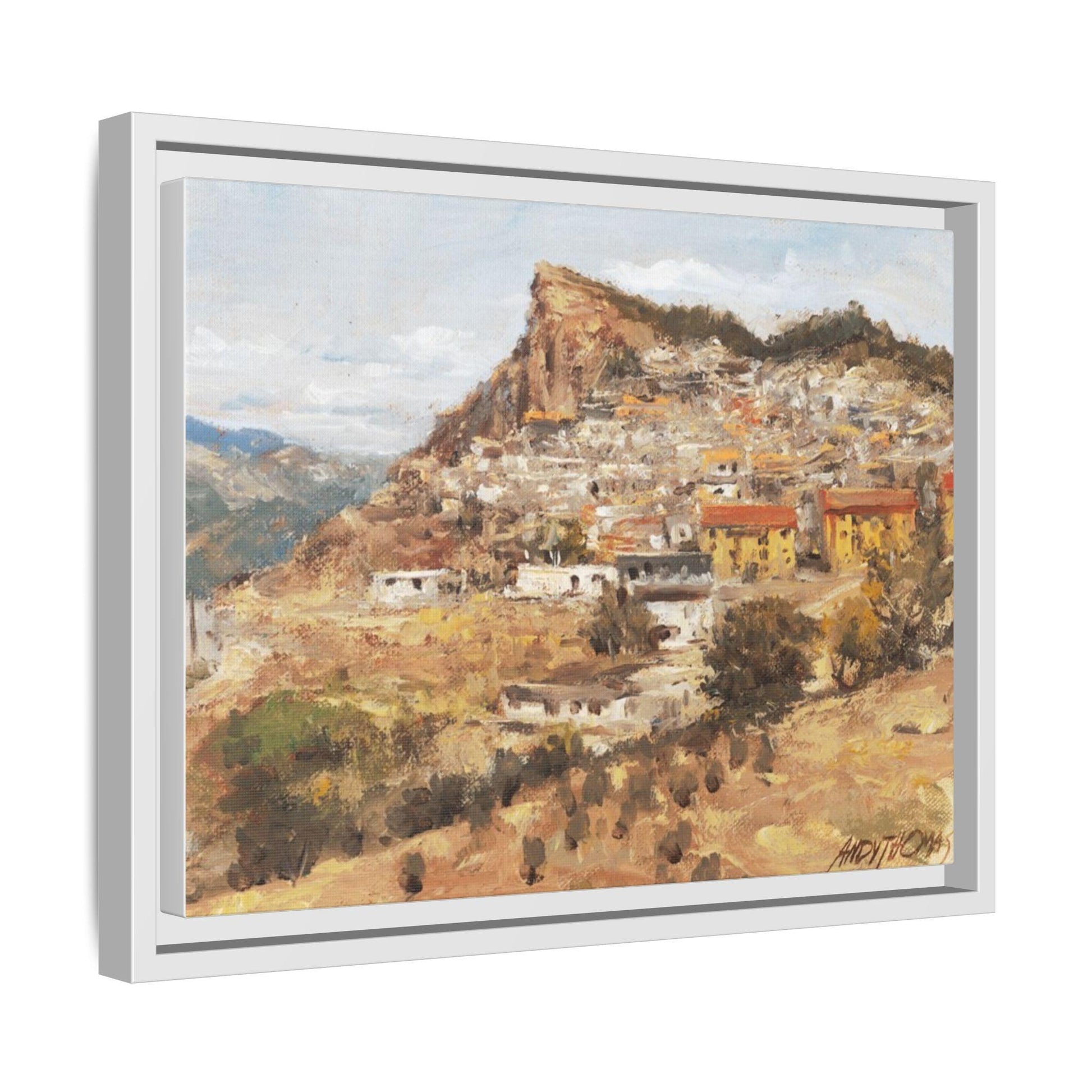 San Nicola dell'Alto - 12" x 9" Framed Matte Canvas Art - Colorful Mountain Italian Landscape - Andy Thomas Designs