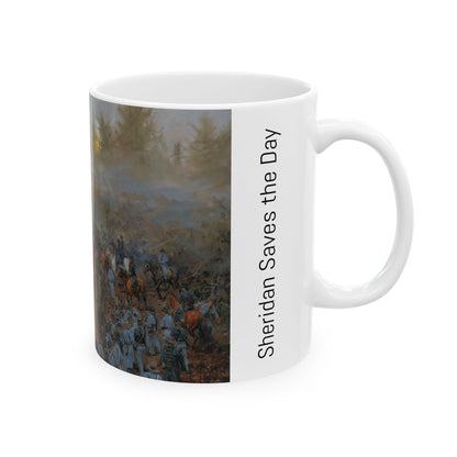 Sheridan Saves the Day - Ceramic Mug with Stones River Civil War Design.