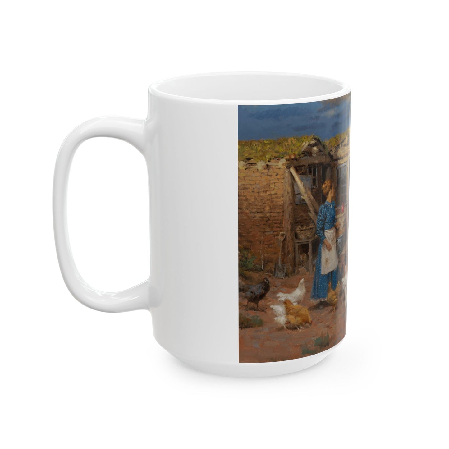 Dug Out Home - Homestead | Farm Scene Ceramic Mug — Vintage Country Life Coffee Cup (11oz/15oz)