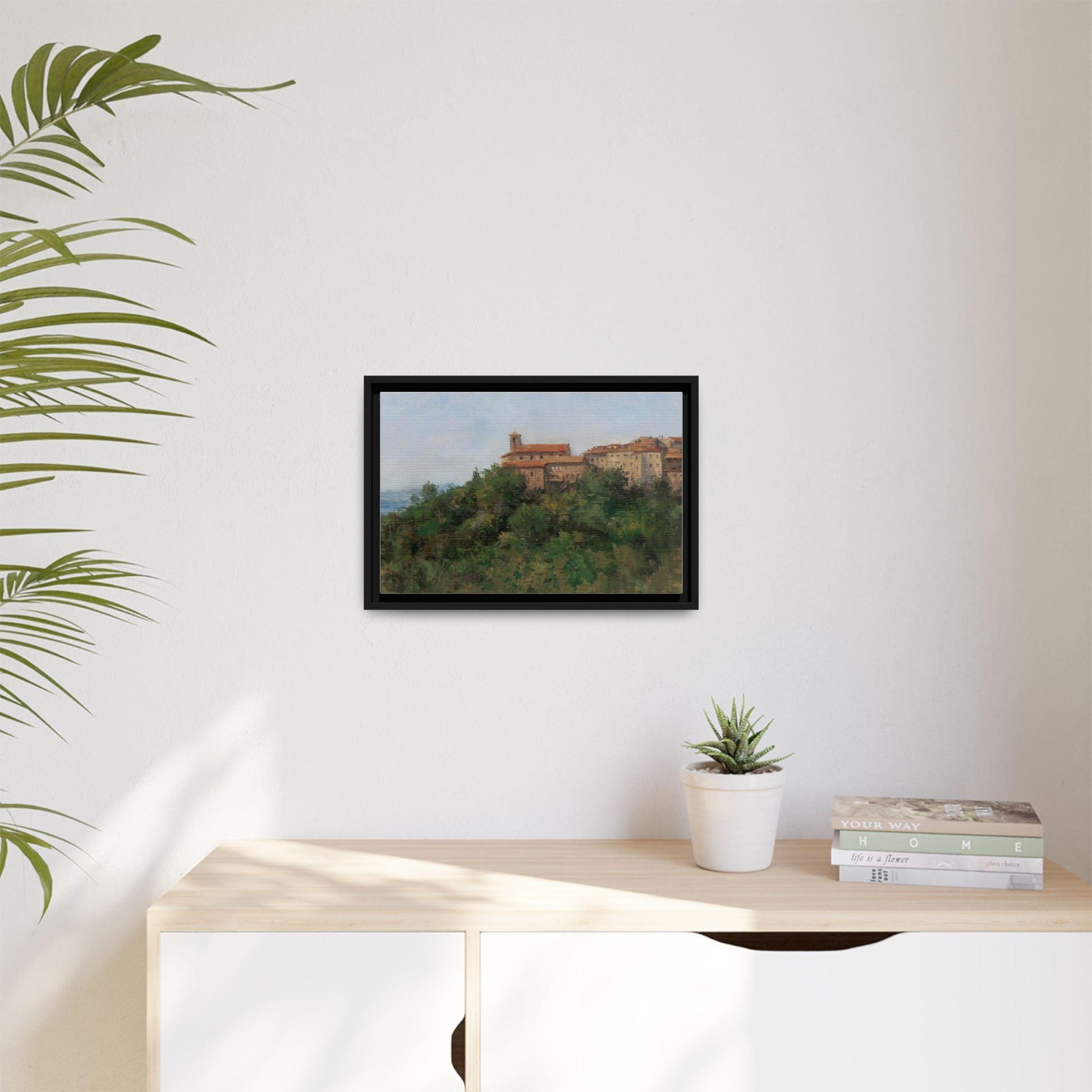 Hilltown Scansano - Framed Matte Canvas Art - Colorful Italian Landscape - Andy Thomas Designs