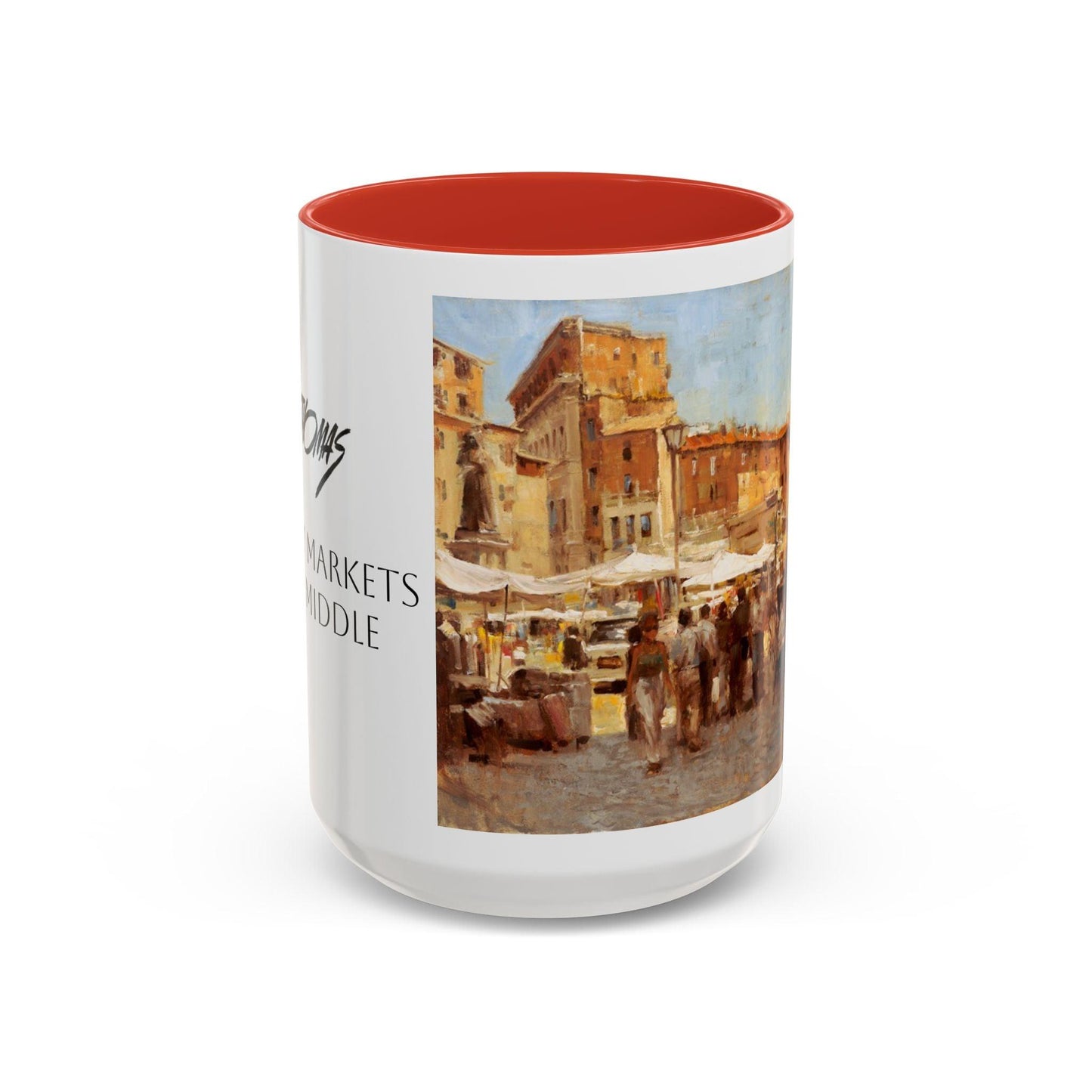 Tuscany Markets in the Middle - Elegant Accented Coffee Mug - 11oz & 15oz - Italian Landscapes - Andy Thomas Designs