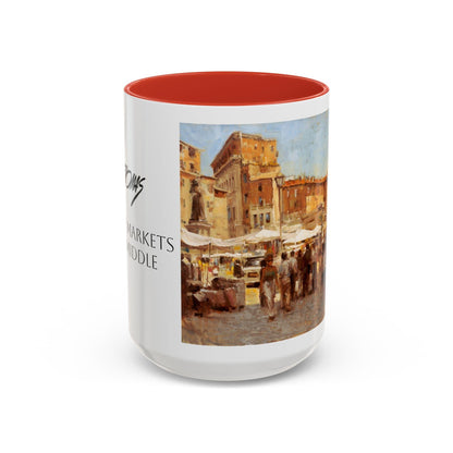 Tuscany Markets in the Middle - Elegant Accented Coffee Mug - 11oz & 15oz - Italian Landscapes - Andy Thomas Designs