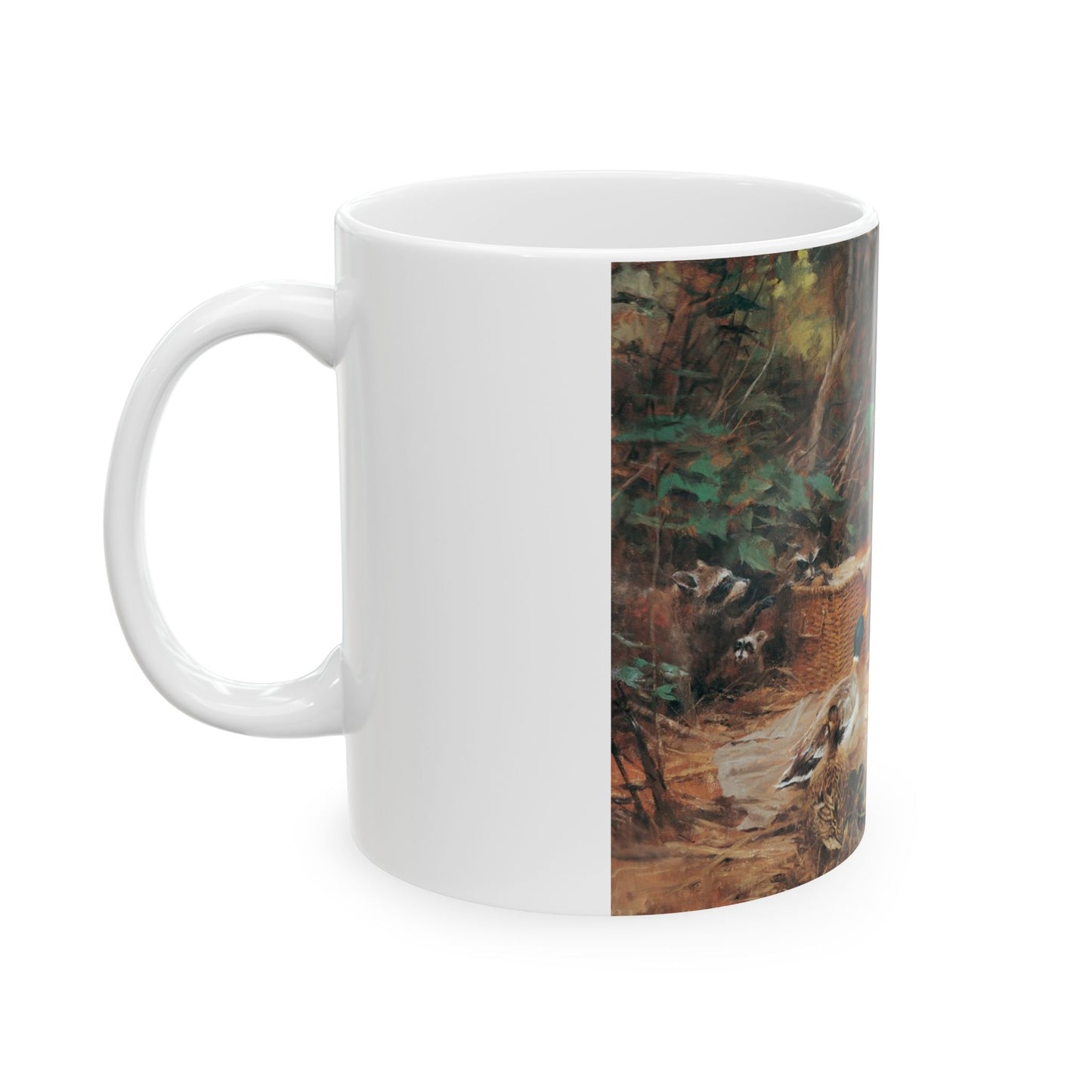 Picnic with Animals | Animal Girl | Ceramic Mug — Vintage Country Life Coffee Cup (11oz/15oz)