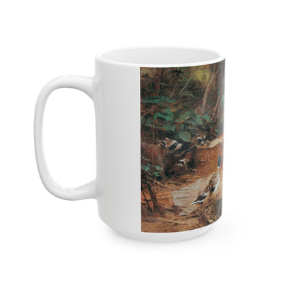 Picnic with Animals | Animal Girl | Ceramic Mug — Vintage Country Life Coffee Cup (11oz/15oz)
