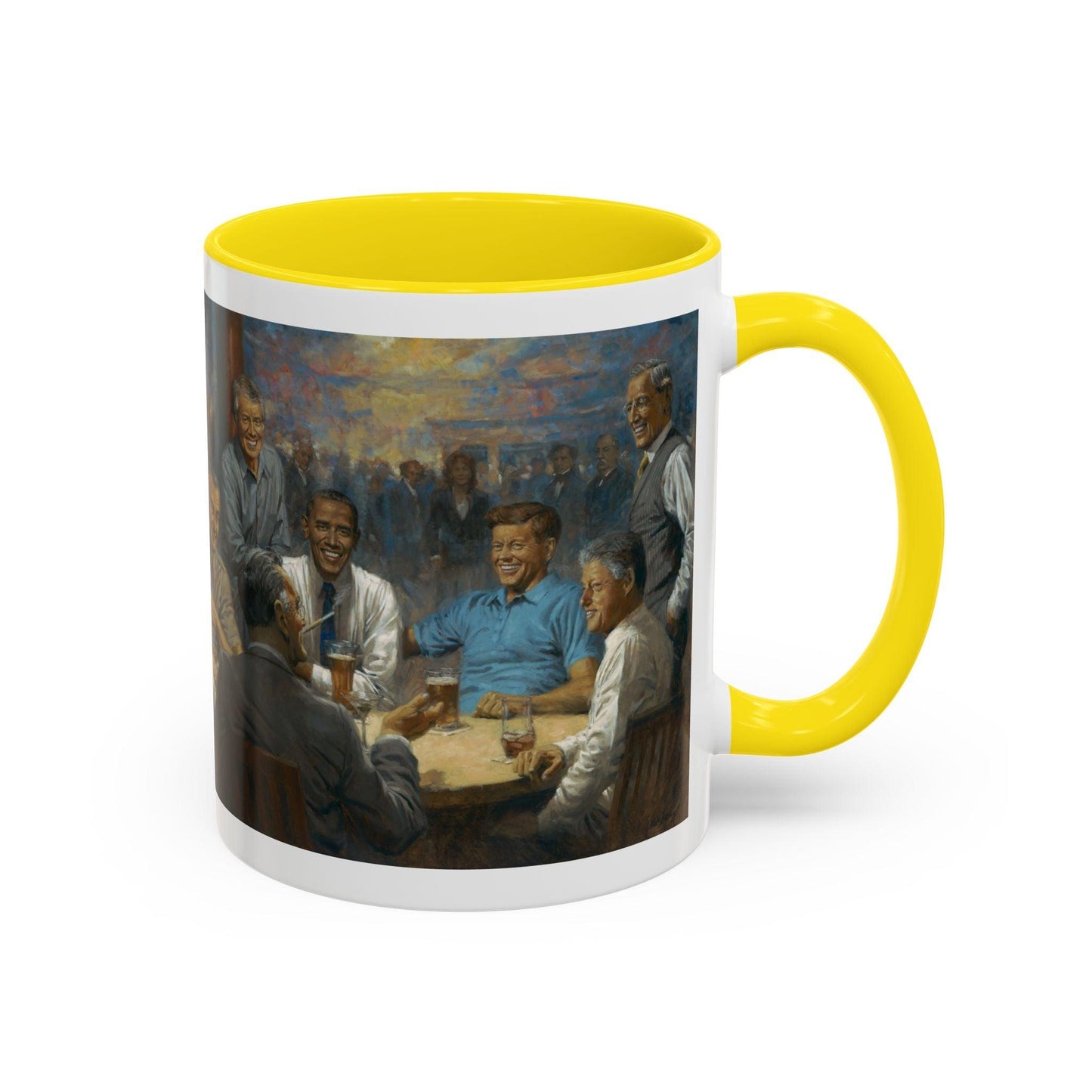 The Dem. Club Coffee Mug - 11oz & 15oz - Past Presidents Social Club with Obama Artwork - Andy Thomas Designs