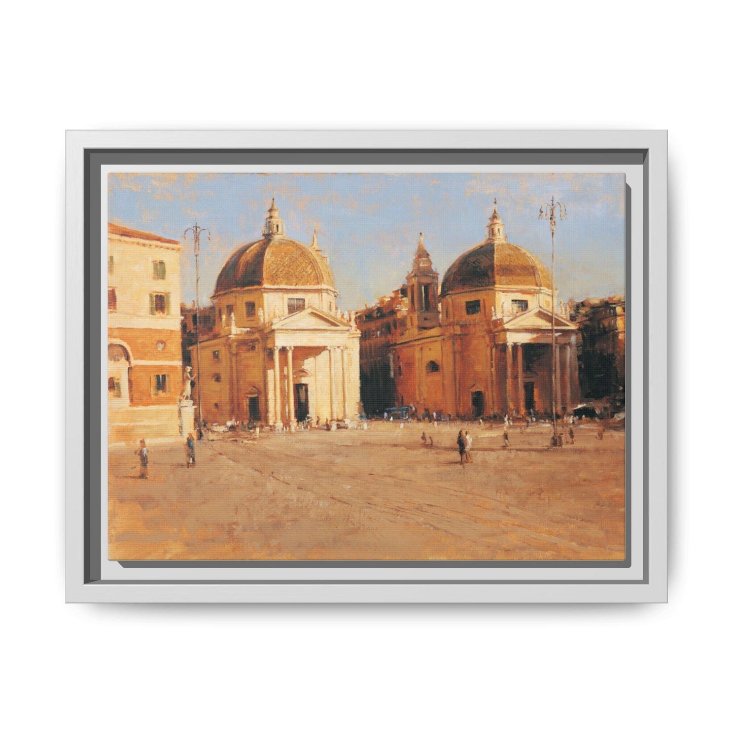 Piazza del Popolo - Framed Matte Canvas Art - Colorful Italian Landscape - Andy Thomas Designs