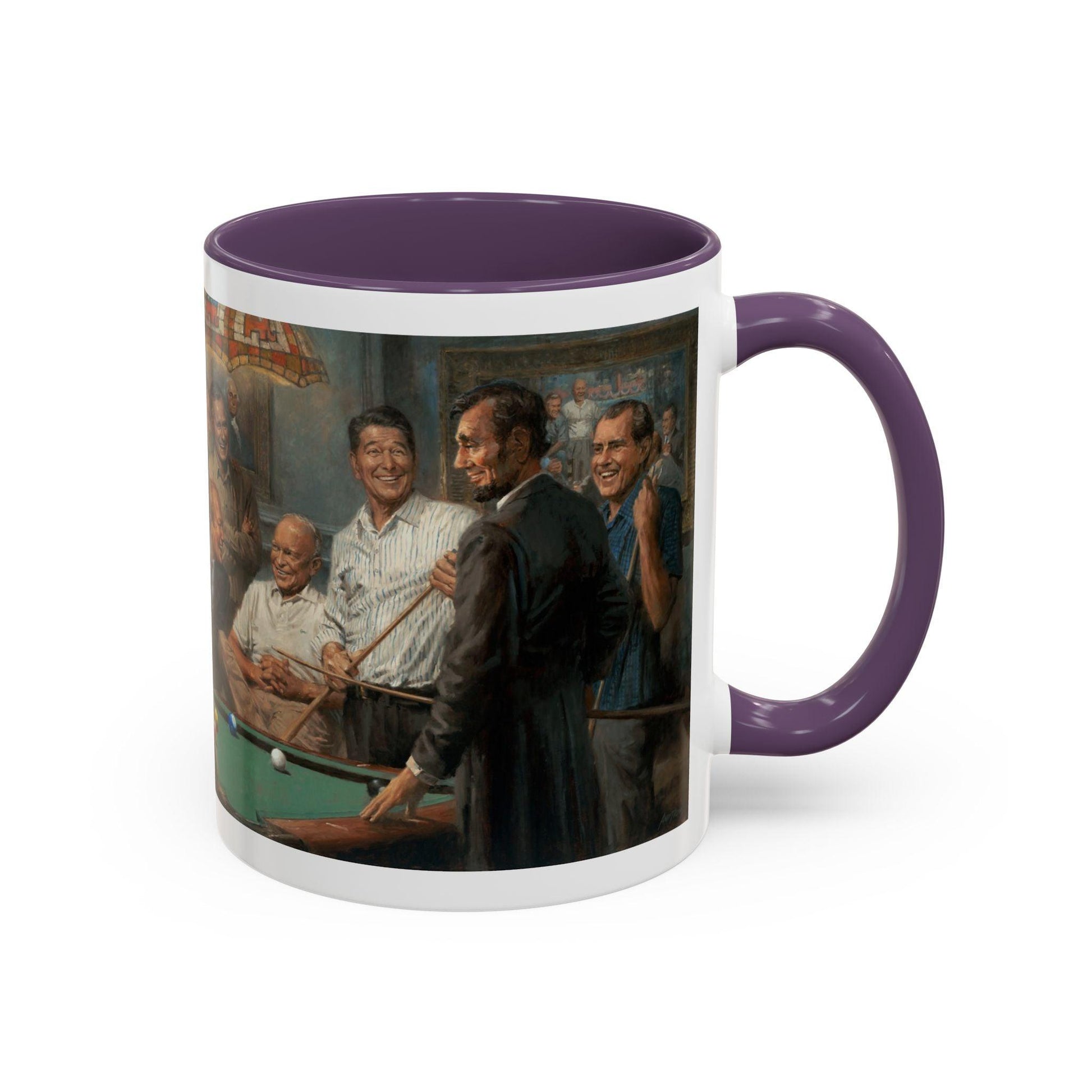 Callin' the Blue - Elegant Accent Coffee Mug 11oz & 15oz - US Presidents Playing Pool - Andy Thomas Designs