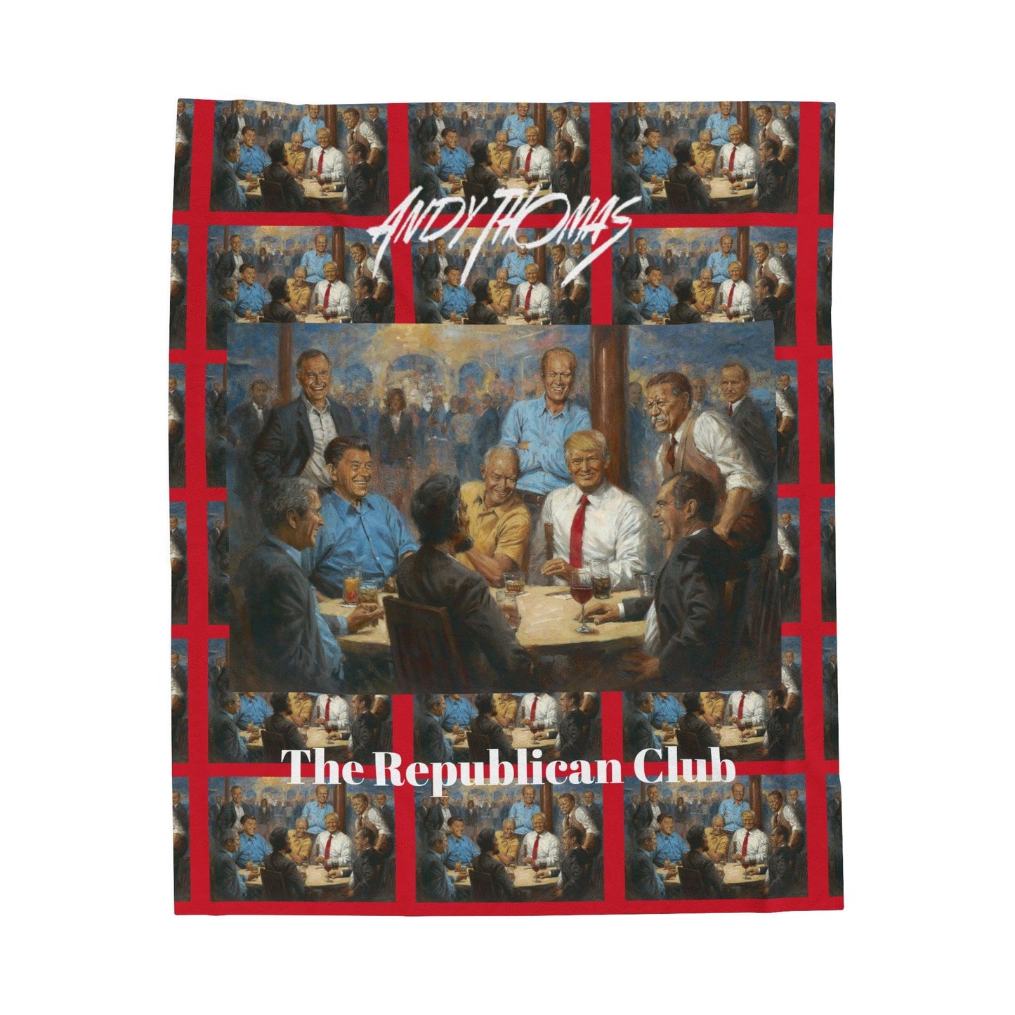 The Repub. Club Patterned - Velveteen Plush Blanket with Trump - Andy Thomas Designs