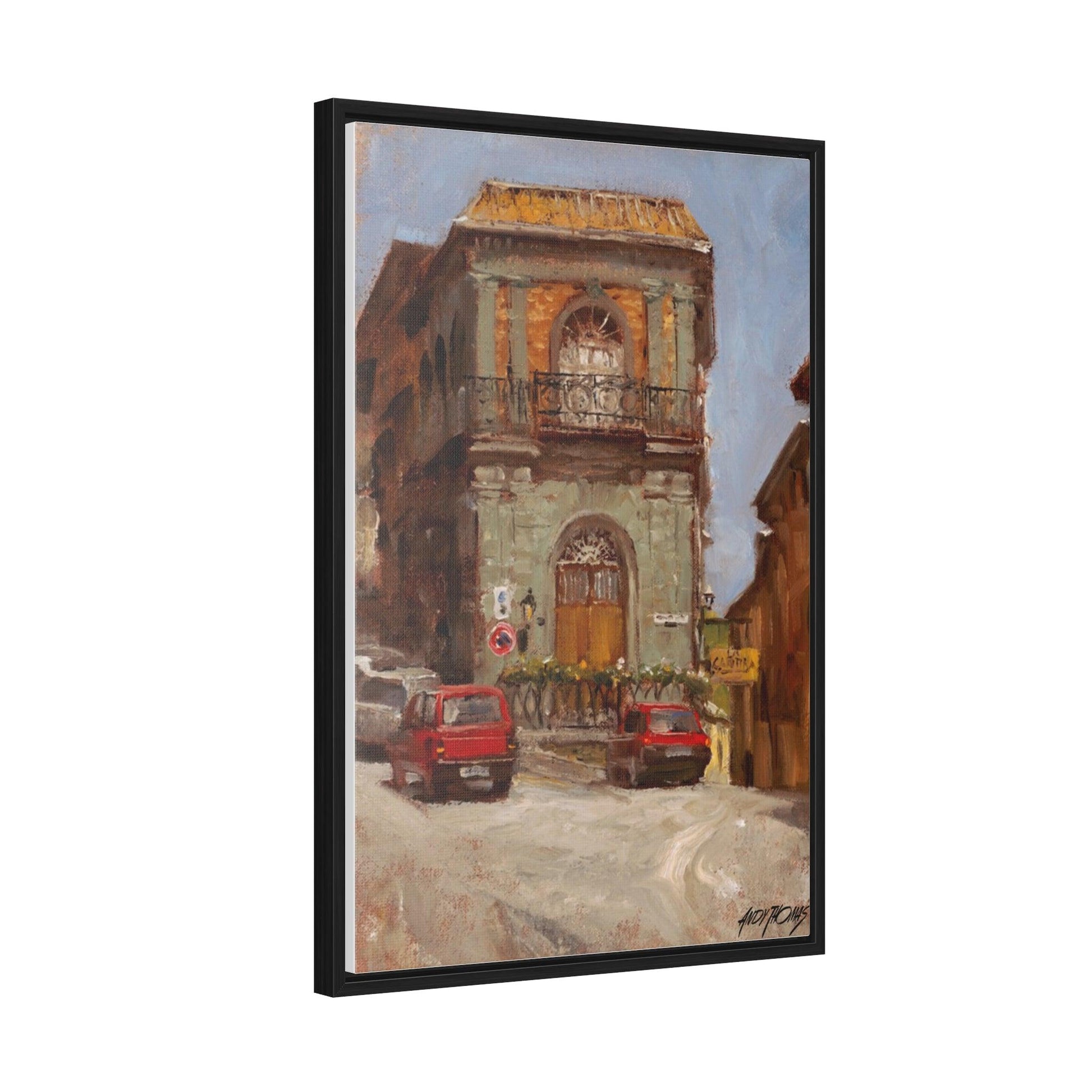 Italian Cars - Charming Vertical Canvas Wrap - Artful Italian Street Home Decor - Andy Thomas Designs