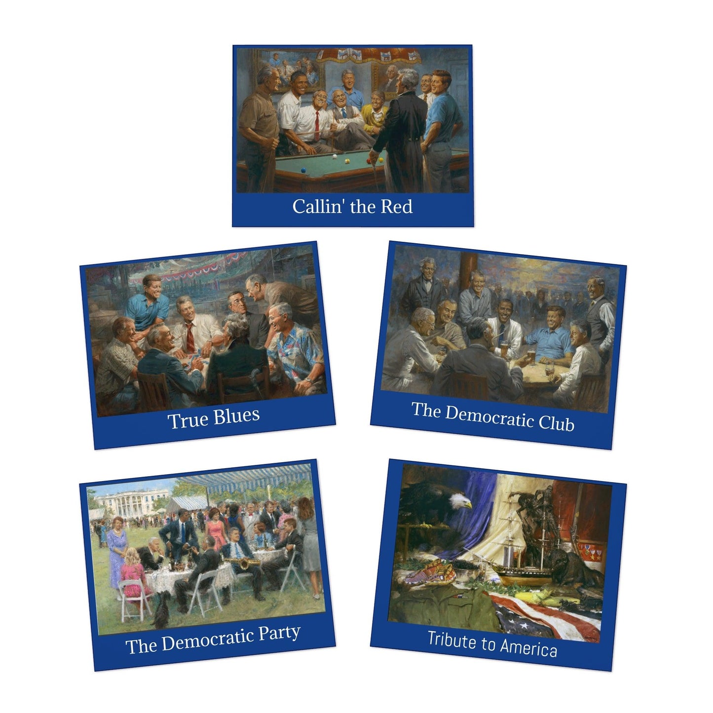 Greeting Cards Set: 5pc Dem. Presidents Multi-Design - Artistic Tribute to American Heritage - Andy Thomas Designs