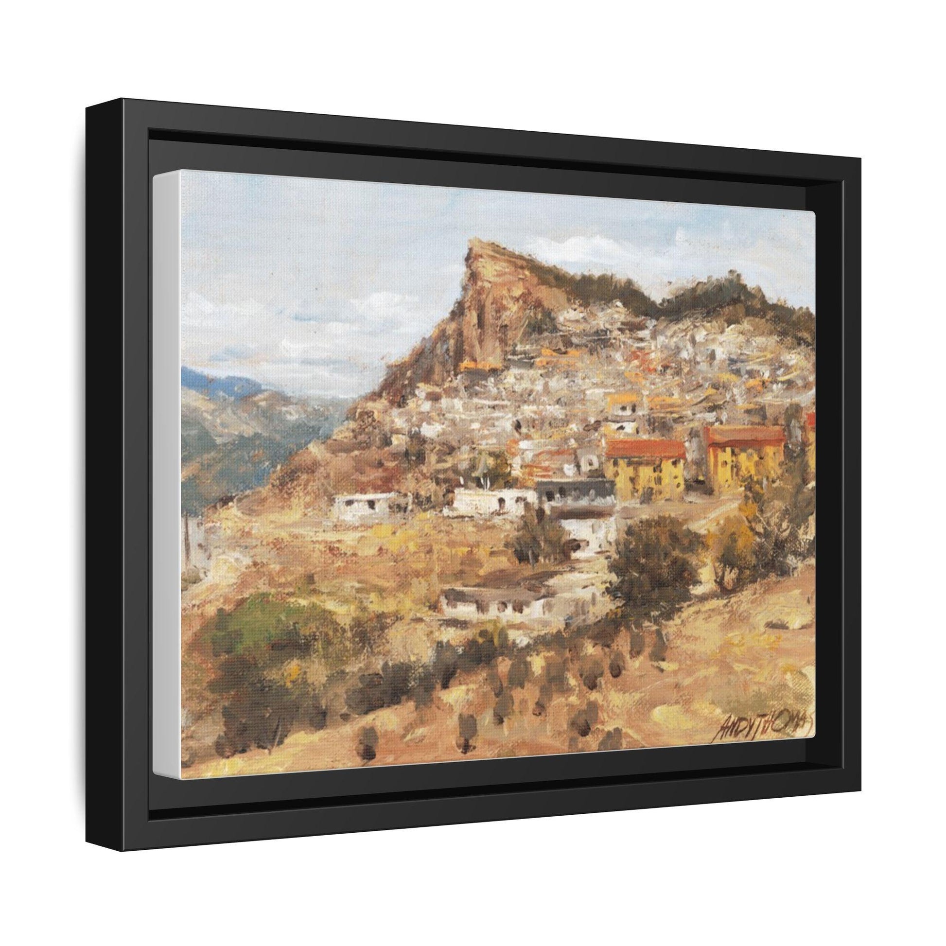 San Nicola dell'Alto - 12" x 9" Framed Matte Canvas Art - Colorful Mountain Italian Landscape - Andy Thomas Designs