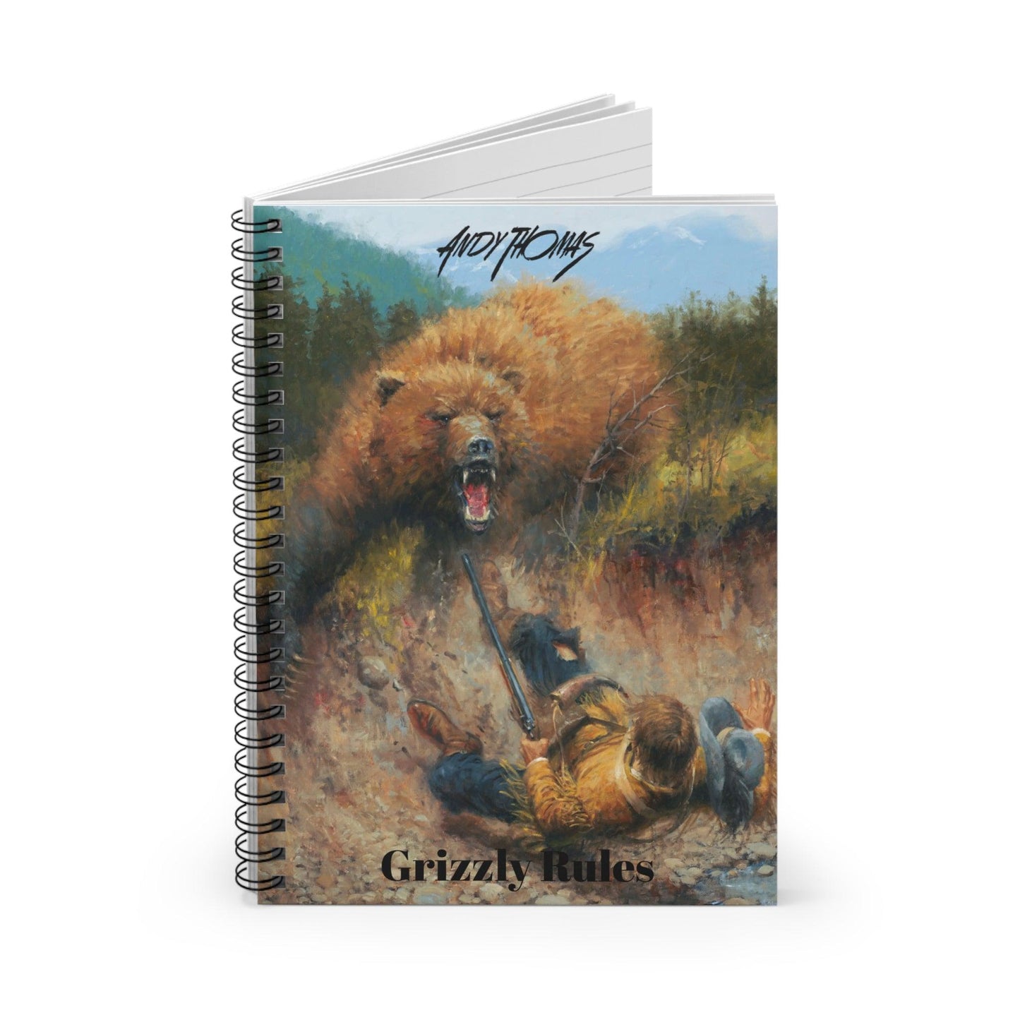 Grizzly Rules - Spiral Notebook - Ruled Line - Grizzly Attack - Andy Thomas Designs