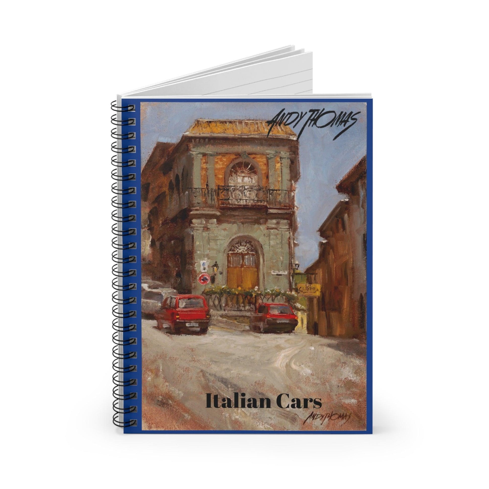 Italian Cars - Spiral Notebook - Ruled Line - Italian Landscapes - Andy Thomas Designs